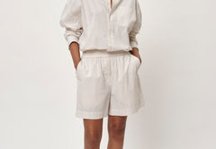 Alma Shorts - Creme Pinstripe