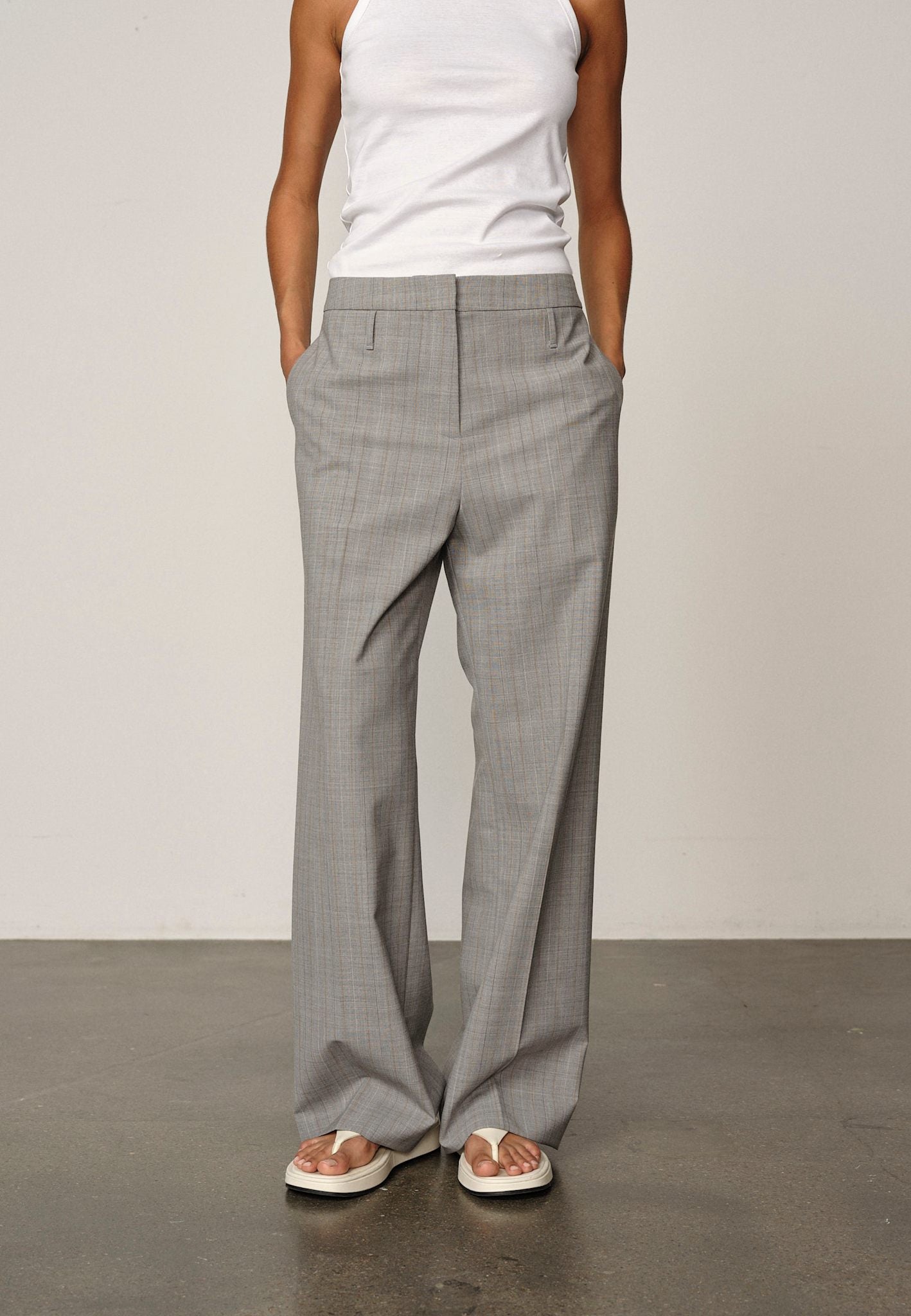 Ivano Midt Waist pants - Light Grey Pinstripe – Herskind Official