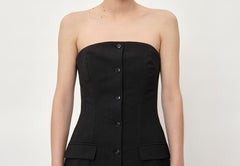 Jacqui Corsage - Dark Grey Pinstripe