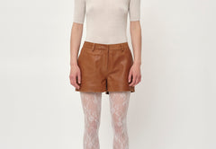 Holly Leather Shorts - Cognac