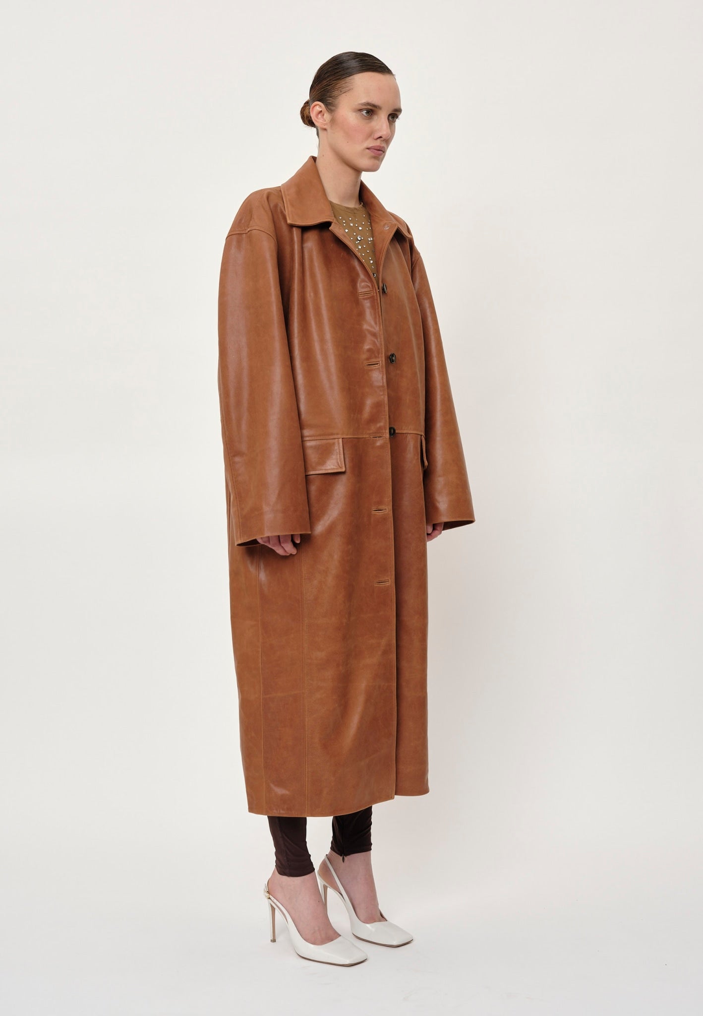 Halston Leather Coat - Cognac – Herskind Official