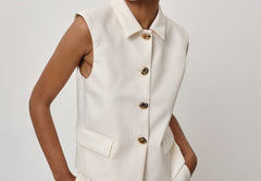 Brian Vest - Gold Buttons - Off White
