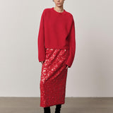 Sabby Kaschmir-Mischbluse – Rot