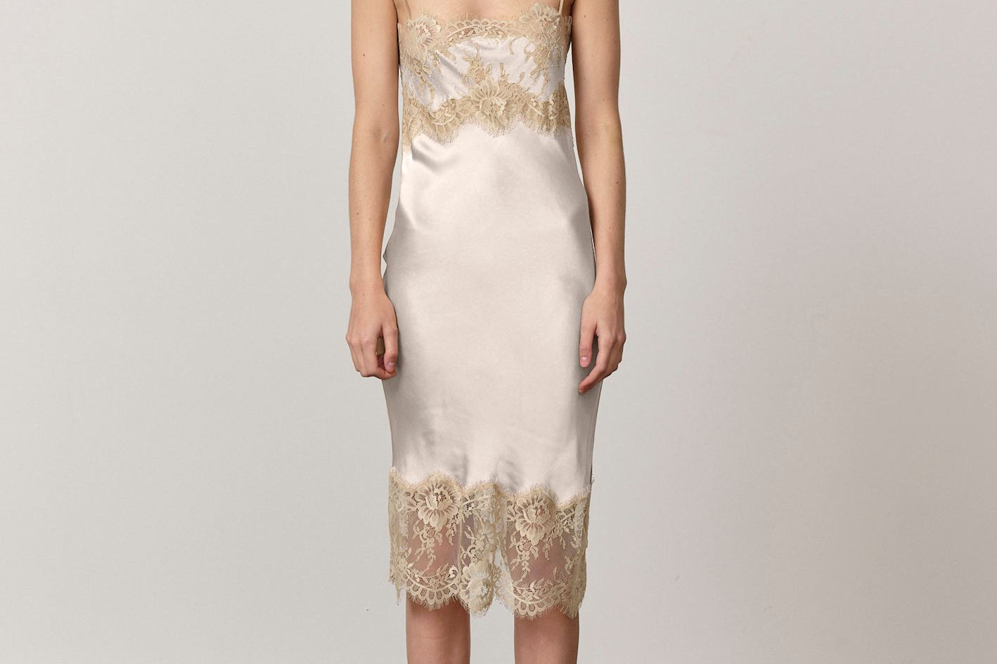 herskind lace dress HERSKIND Linus lace-trimmed Slip Mini Dress | Grey