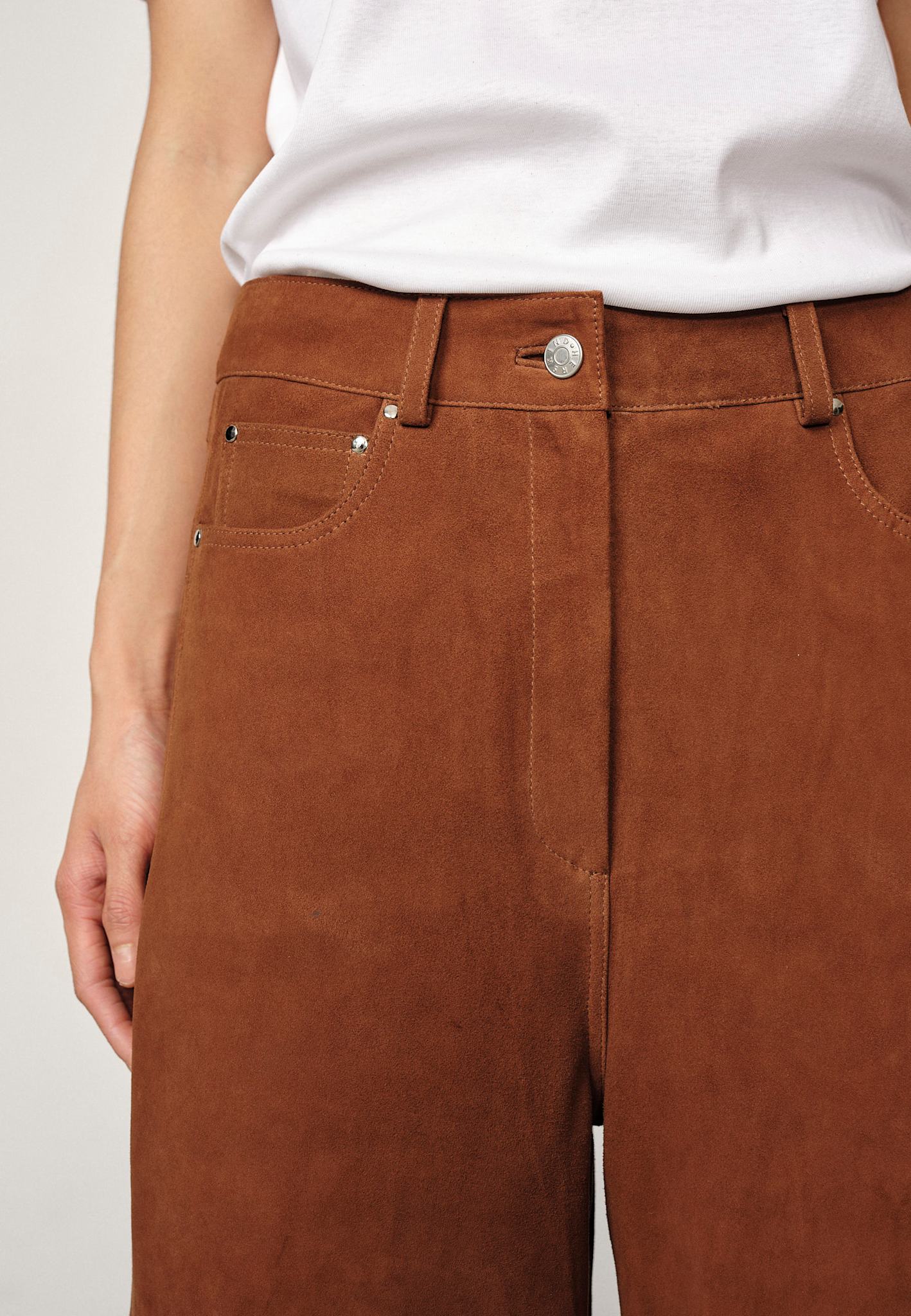 Katja Suede Midt Waist Pants