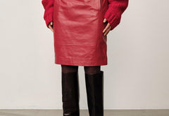 Dina Leather Skirt - Red