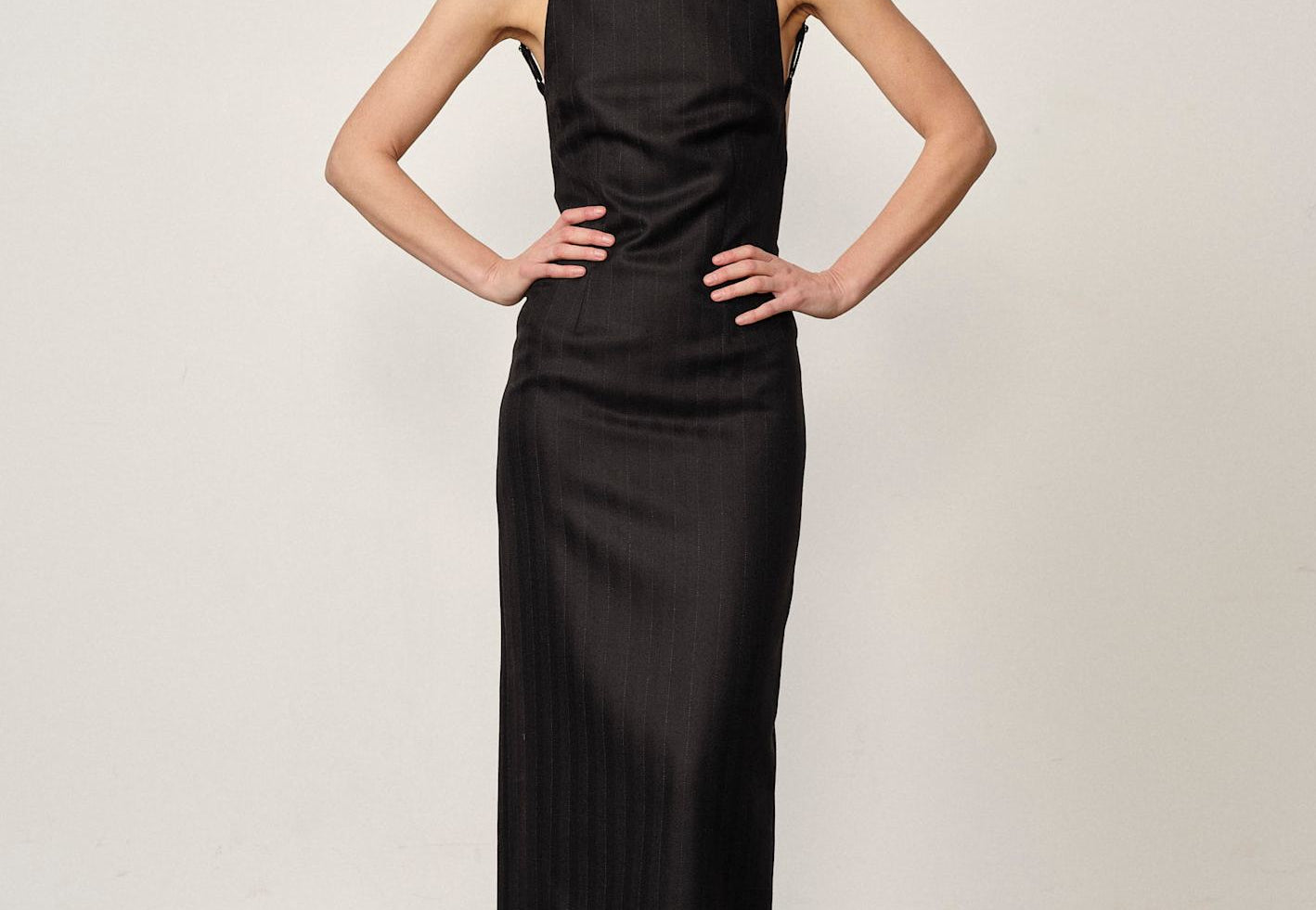 Luca Wool Dress - Black Pinstripe Herskind Official Luca Wool Dress - Black Pinstripe Herskind Official