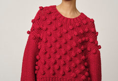 Caspar Handknit Blouse - Red
