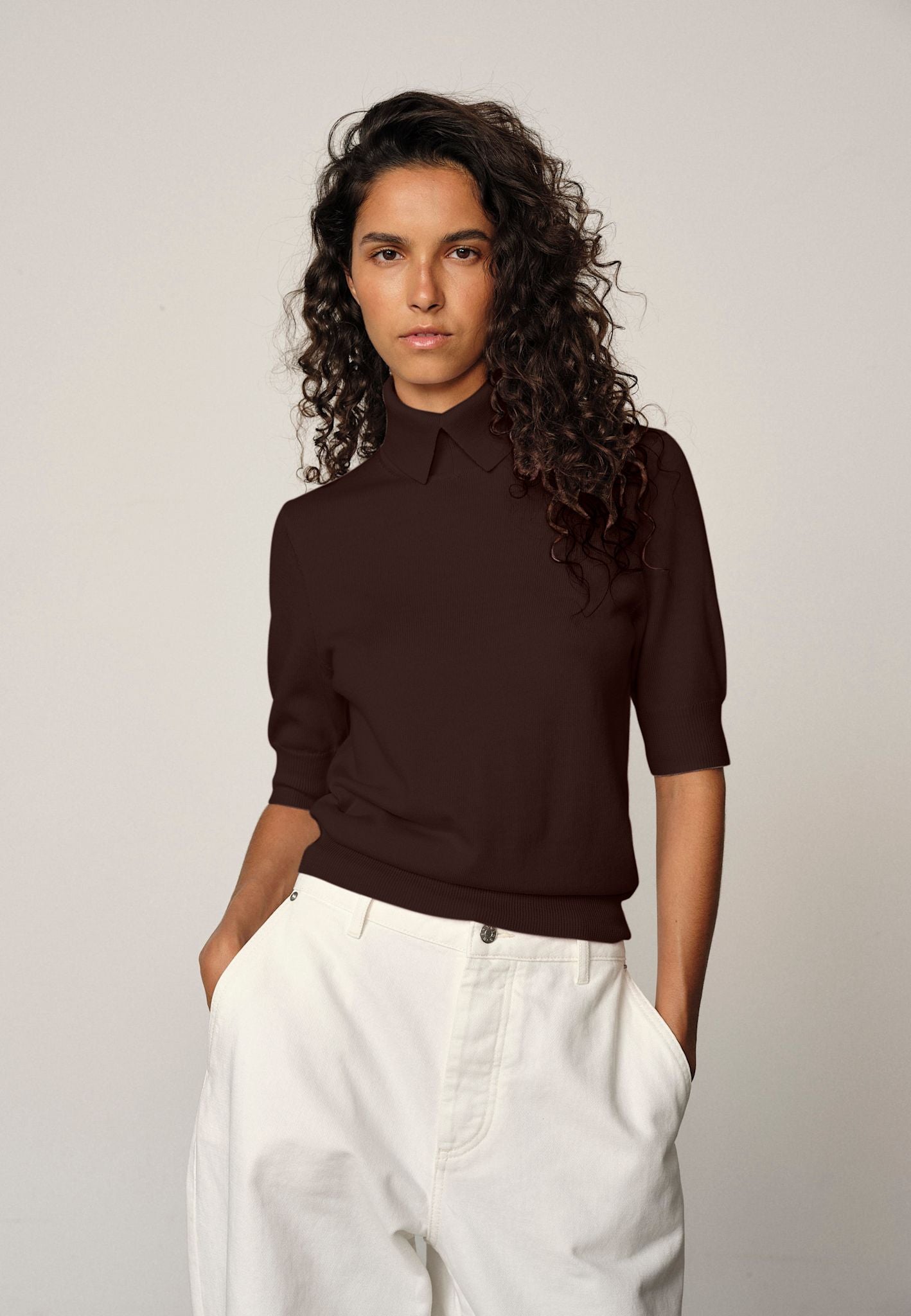 Perry Strickbluse – Mahagoni