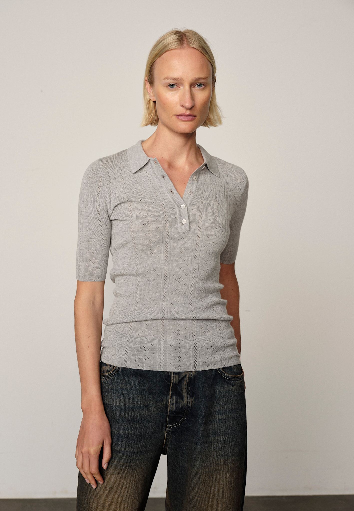 Cyenna Strickbluse – Grau meliert