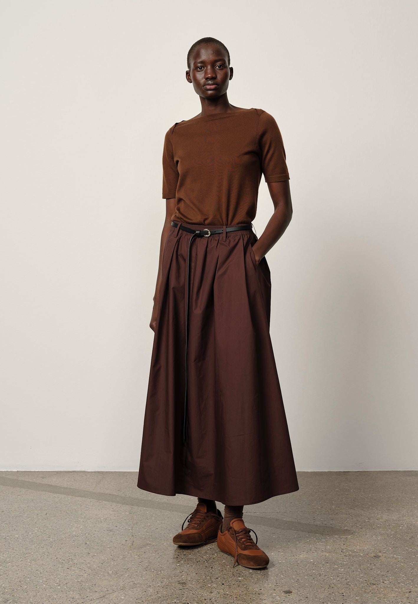 Emanuelle Cashmere Knit Top - Chocolate