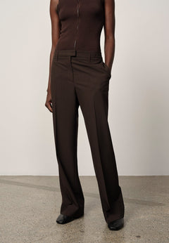 Ivano Mid Waist Pants - Coffee Brown