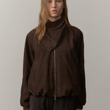 Yvette Wildleder Bomberjacke - Kaffeebraun