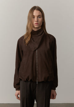 Yvette Wildleder Bomberjacke - Kaffeebraun