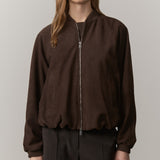Yvette Wildleder Bomberjacke - Kaffeebraun