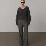 Kimberly Mid Waist Pants - Dark Grey