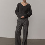 Kimberly Mid Waist Pants - Dark Grey