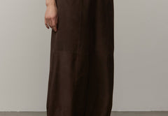 Sylvia Suede Mid Waist Pants - Coffee Brown