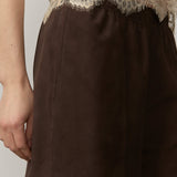 Sylvia Wildlederhose mittlerer Bund – Kaffeebraun