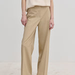 Beige Ivano Mid waist Pants by Herskind ApS in a straight-leg, regular fit with center-front creases.