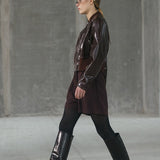 Knee-high Wide Shaft Leather Boot 80mm - Dark Brown Polished Leather