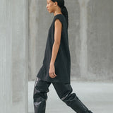 Overknee-Lederstiefel mit Keilabsatz, 78 cm – Schwarz
