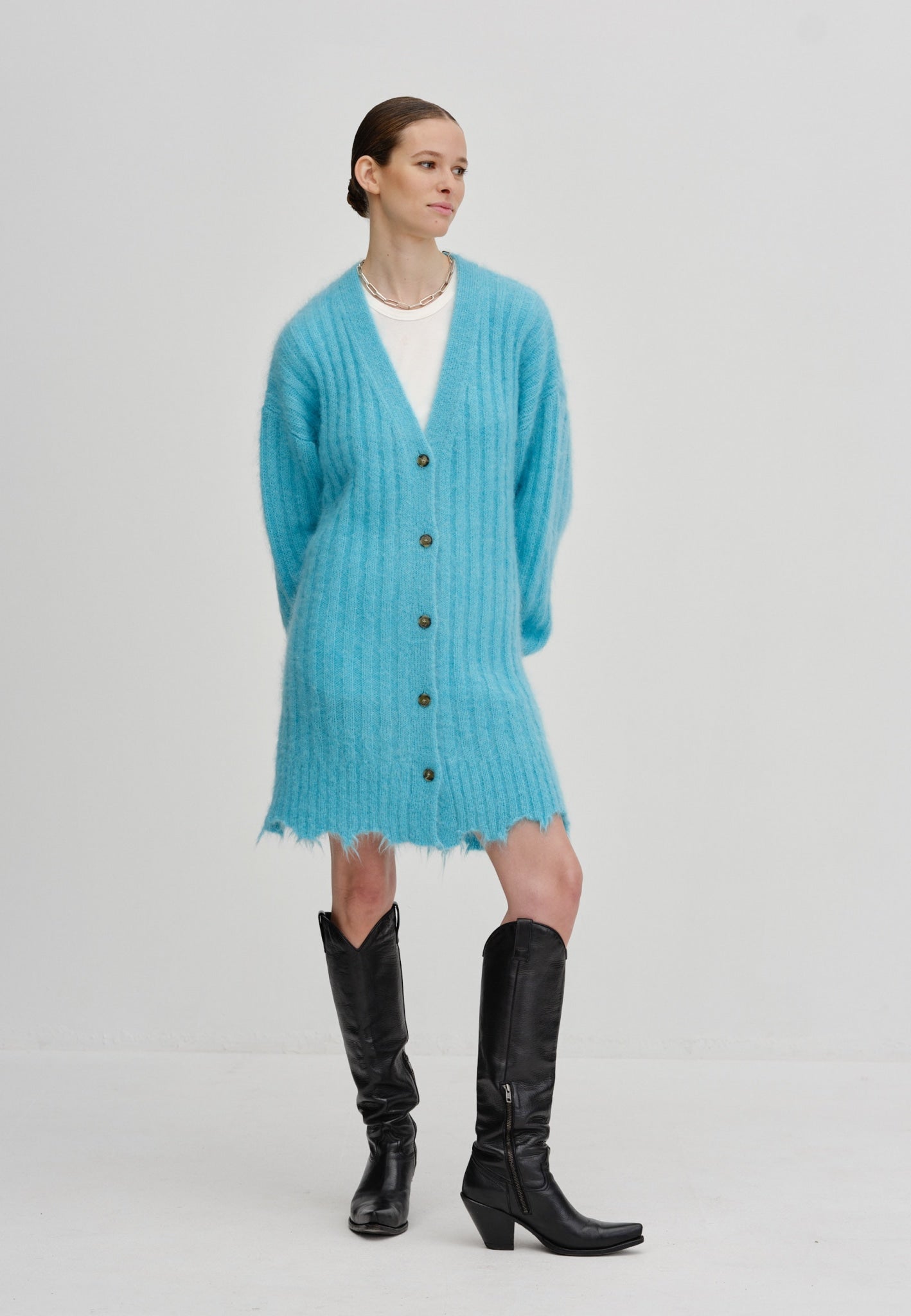 Light blue long cardigan top