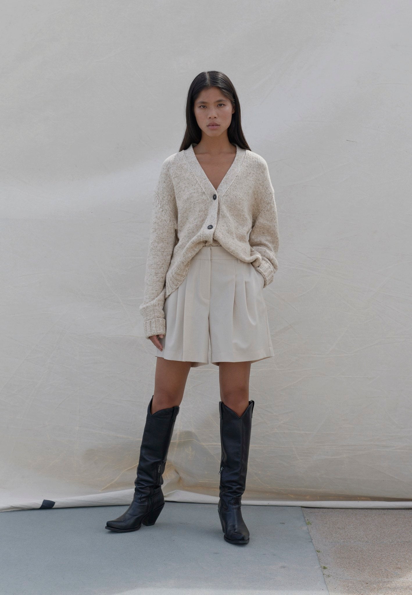 Carnabe Knit Cardigan - Sand Shell