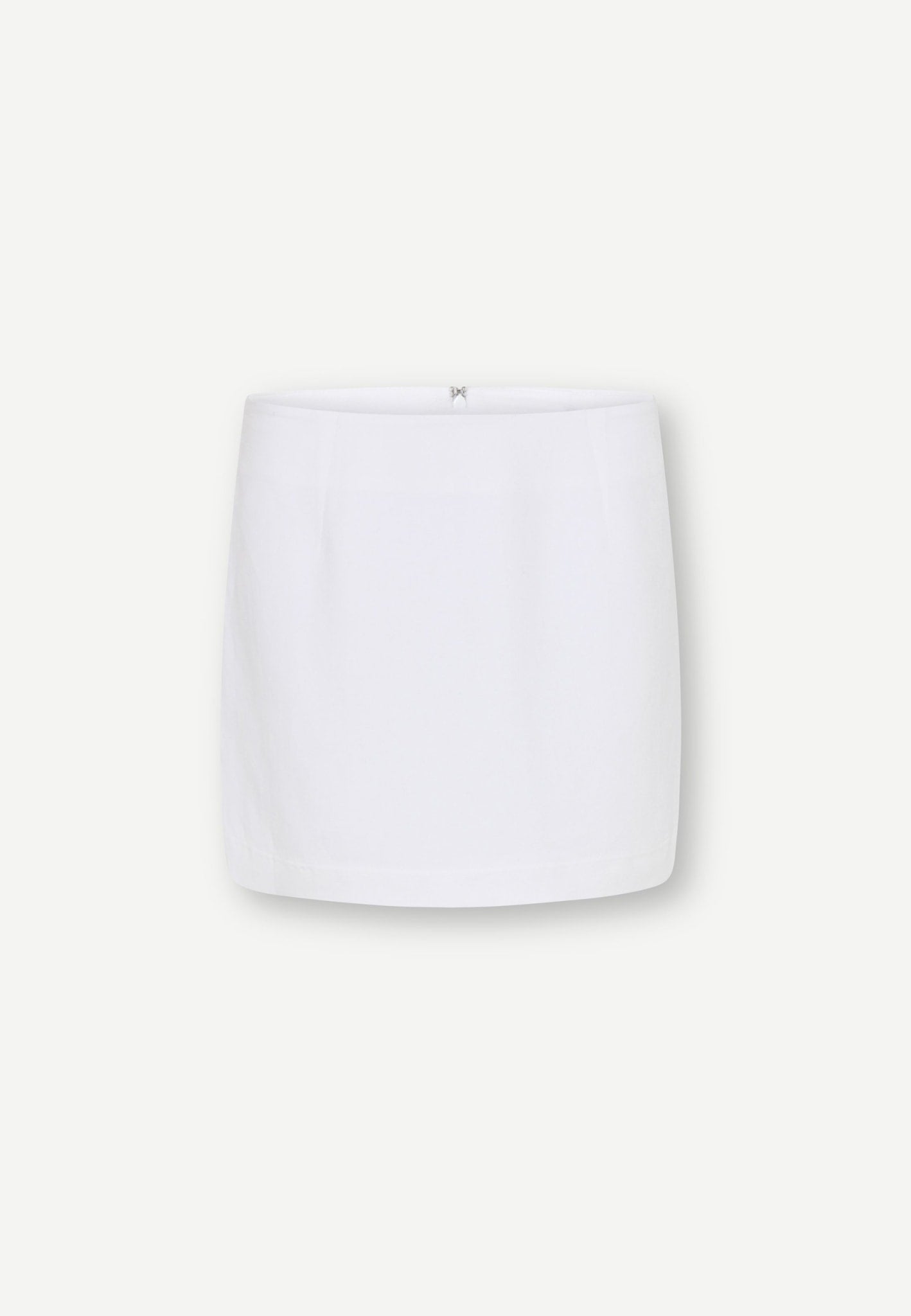 Debby Skirt - White linen mini skirt with a center back zipper closure.