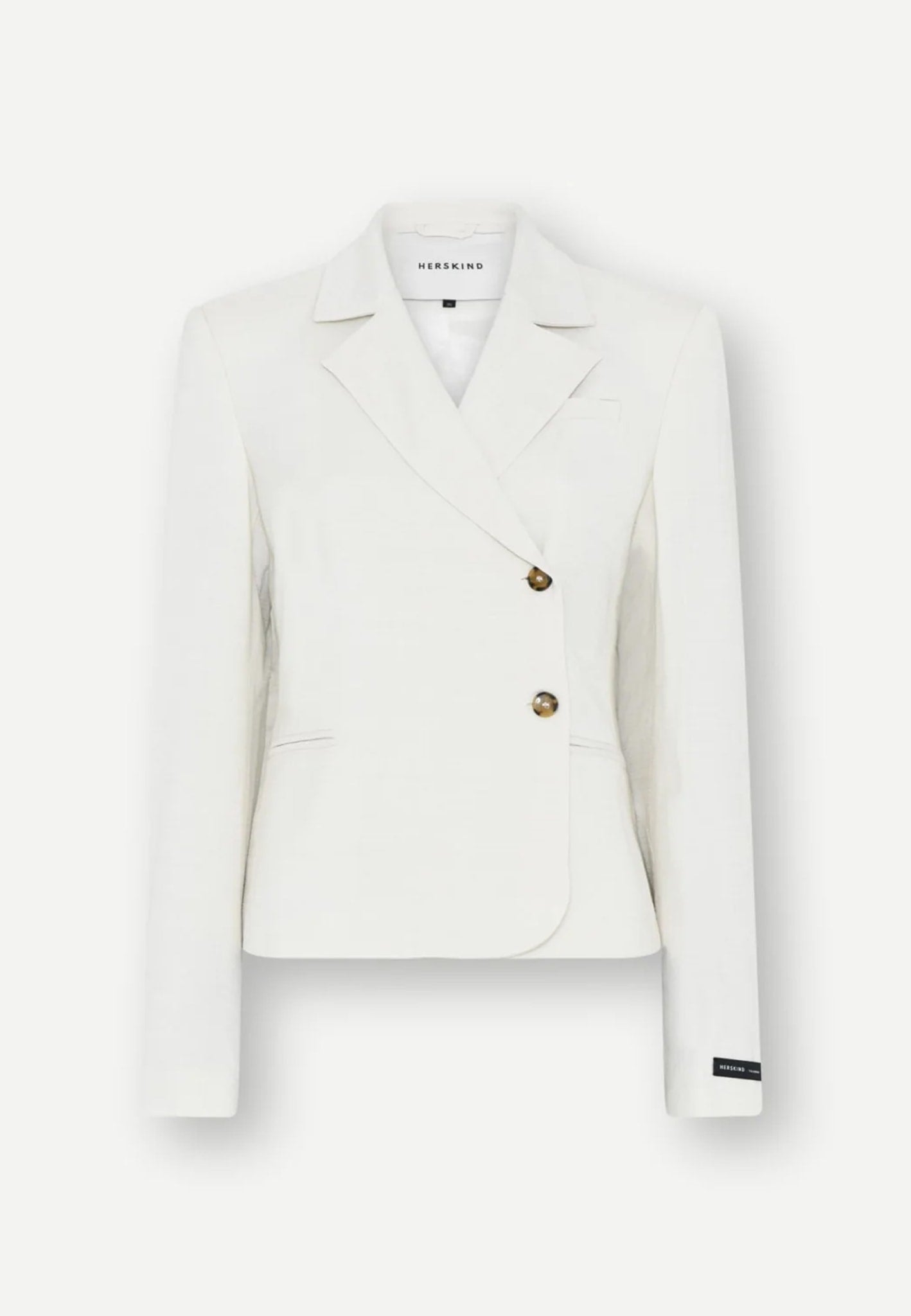Off-white Pli Blazer - Medium White in a double-breasted viscose design featuring peaked lapels and two buttons.
