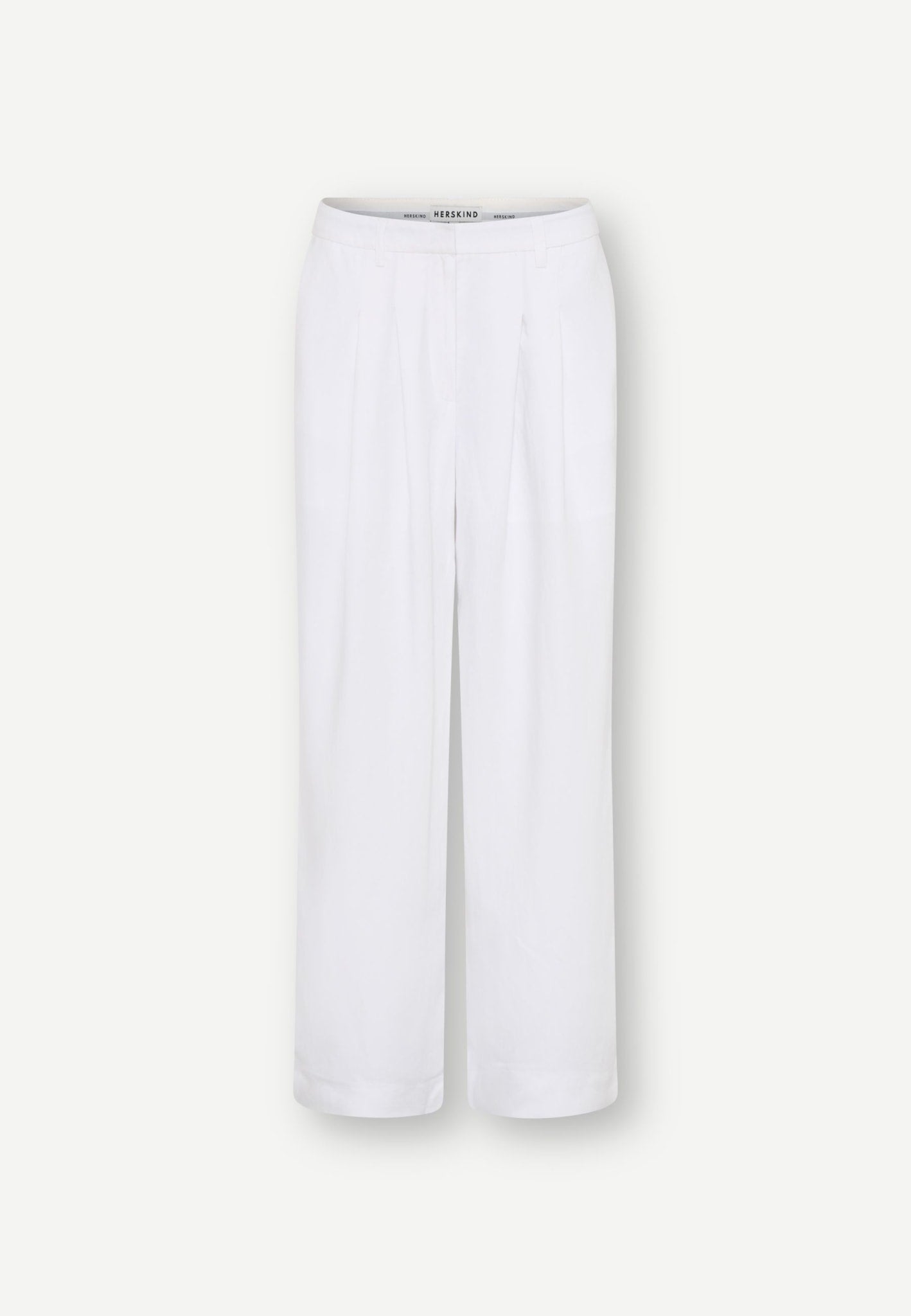 White, high-waisted pleated Lotus Pants - White featuring a relaxed-fitted, straight-leg silhouette.