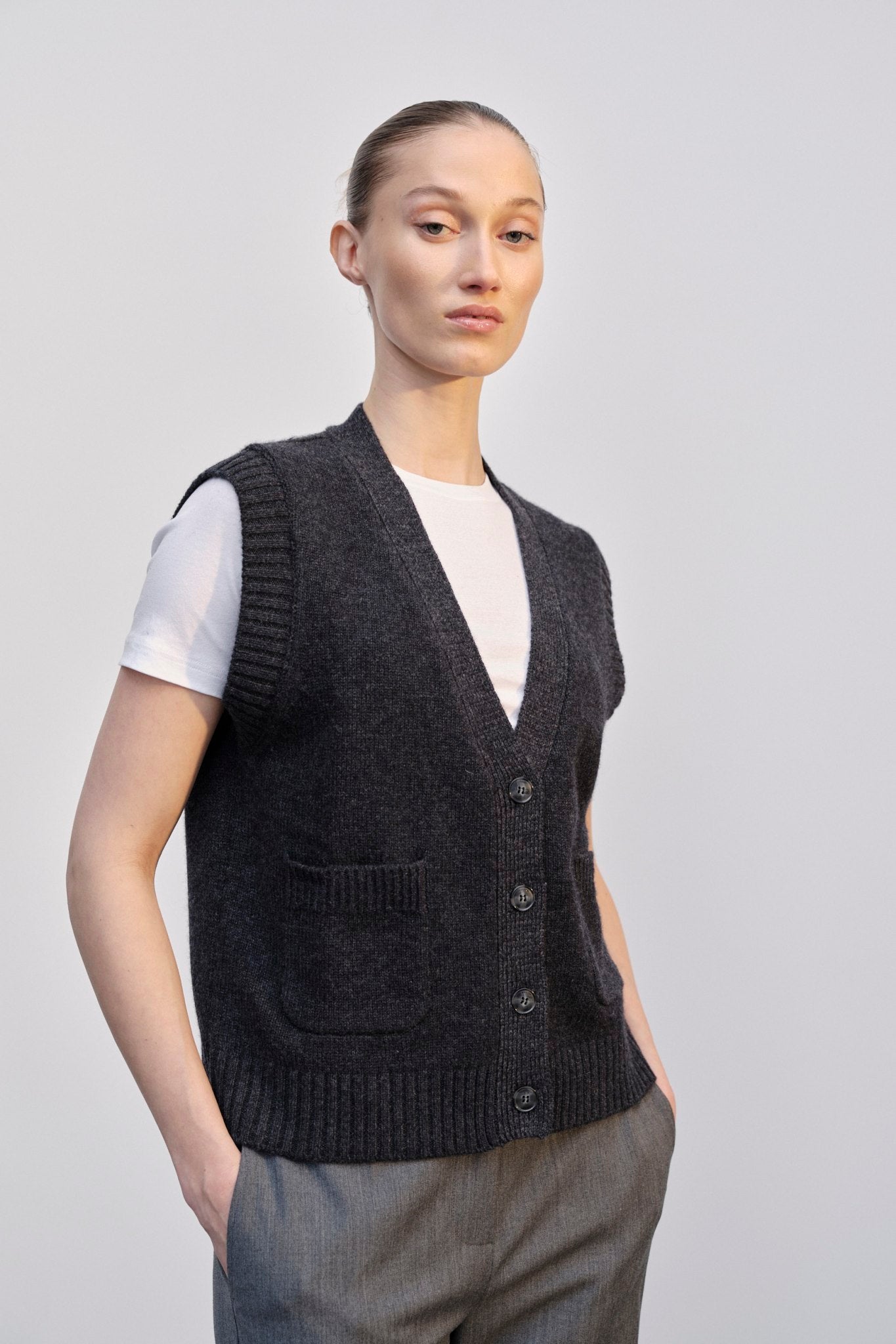 Dark grey sweater vest best sale