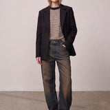 Wasty Fittet Blazer - Grey Pinstripe