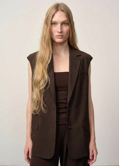 Cohen Sleeveless Blazer - Coffee Brown