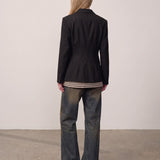 Wasty Fittet Blazer - Grey Pinstripe
