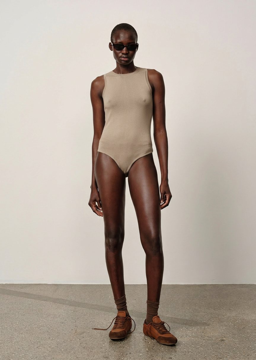 Leone Knit Bodystocking - Beige